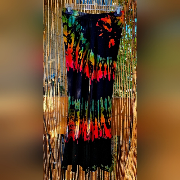 TIE DYE *8 Colors Avail* Rayon Stretch Bell Bottom Pant OS NEW - Picture 15 of 16